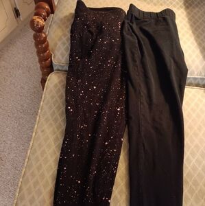 Lane Bryant Black Yoga Pants with Pink Speckles and Plain Black 14/16